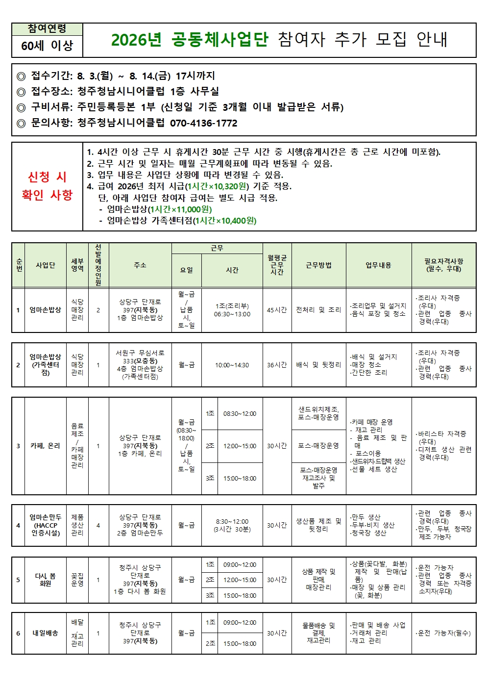 2026년 공동체사업단 참여자 추가 모집 안내
